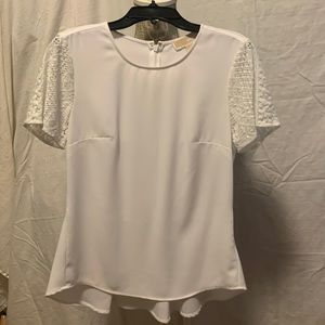 Michael Kors White Top with Lace Sleeves
